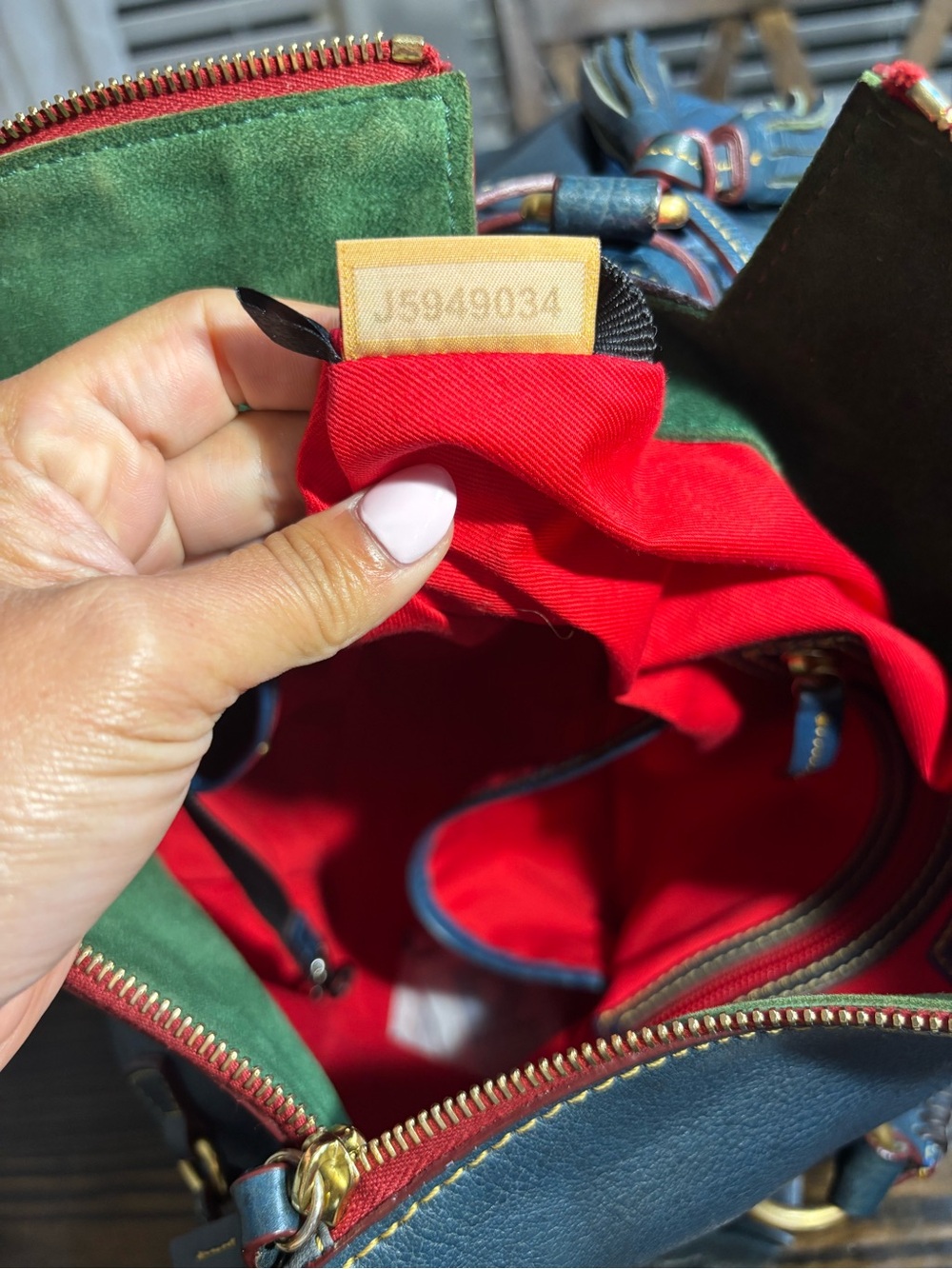 Dooney & Bourke Florentine Large Satchel Denim Blue with Red Interior - Picture 15 of 15